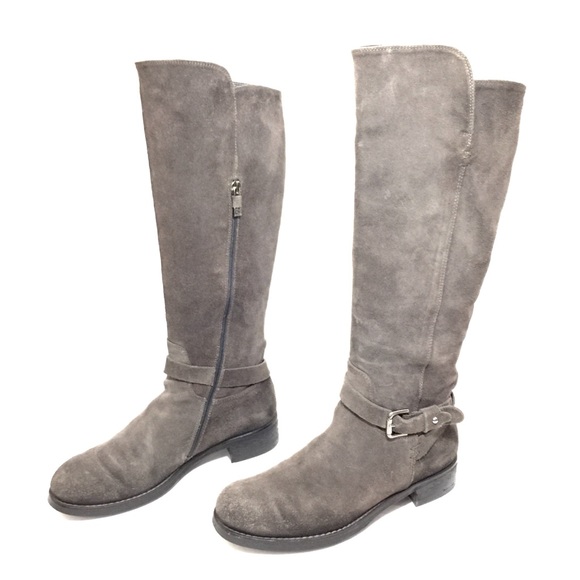 gray suede riding boots